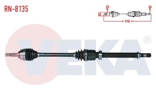 KOMPLE AKS SAĞ ÖN UZUNLUK 910MM RENAULT CLİO IV 1.5 DCI 2012- / CLİO V 1.5 DCI 2019- resmi