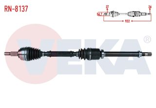 KOMPLE AKS SAĞ ÖN RENAULT KANGOO (KW0/1) 1.5 DCI 105 HP 6 VİTES UZUNLUK 922MM 2008- resmi