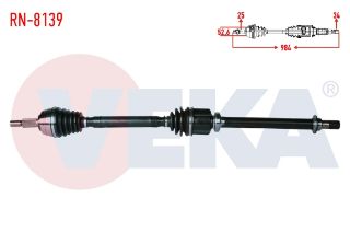 KOMPLE AKS SAĞ ÖN RENAULT FLUENCE (L30) 1.5 DCI 6 VİTES A-T UZUNLUK 984 MM 2009- resmi