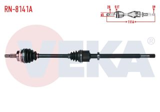 KOMPLE AKS SAĞ ÖN RENAULT MASTER II (FD) 2.5 DCI ABSLI 51 DIS 28X39 UZUNLUK 1116 MM 2006-2010 resmi
