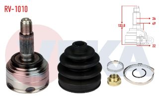 AKS KAFASI SOL SAĞ ÖN DIS ROVER 200 (XW) 1.4İ  26X22X49 UZUNLUK 133 MM 1989-1995 resmi