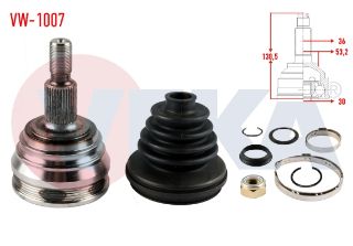 AKS KAFASI SOL SAĞ ÖN DIS VOLKSWAGEN GOLF IV (1J1) 1.9 TDI 36X30X53 UZUNLUK 138,3 MM 1997-2005 resmi