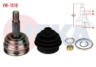 AKS KAFASI SOL SAĞ ÖN DIS VOLKSWAGEN GOLF I (17) 1.6 22X30X53 UZUNLUK 129 MM 1974-1985 resmi