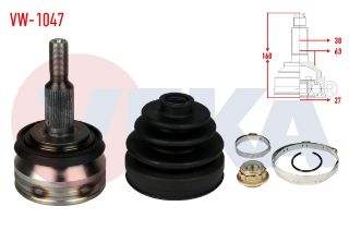 AKS KAFASI SOL SAĞ ÖN DIS VOLKSWAGEN TRANSPORTER VI 2.0 TDI 38X27X63 UZUNLUK 168 MM 2011- resmi