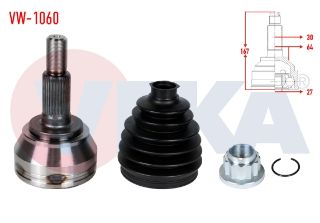 AKS KAFASI SOL SAĞ ÖN DIS VOLKSWAGEN TOUAREG (7LA,7L6,7L7) 3.0 V6 TDI 30X27X64 UZUNLUK 167MM 2002-2010 resmi