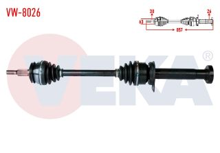 KOMPLE AKS SAĞ ÖN VOLKSWAGEN TRANSPORTER VI  2.0 TDI M-T 102 HP 5 VİTES UZUNLUK 857MM 2011- resmi