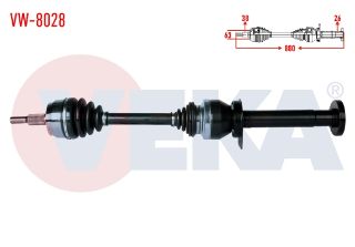 KOMPLE AKS SAĞ ÖN VOLKSWAGEN TRANSPORTER VI 2.0 TDI M-T 140 HP UZUNLUK 880MM 2011- resmi