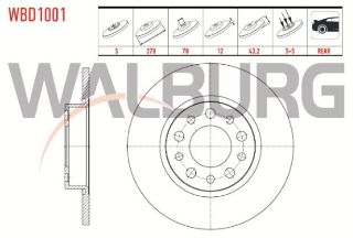 FREN DİSKI ARKA DÜZ 5 BJN 278X12X70X43,2 GIULIETTA 1.6 JTD 2010-/159 1.9 JTDM 2006-2011/BRERA 2.0 JTDM 2006-2011/159 2.0 JTDM 2006-2011/FIAT 500X 1.6 MJT 2014-/RENEGADE 1.6 CRD 2014- resmi