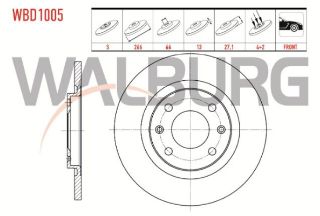 FREN DİSKI ÖN DÜZ 4 BJN 266X13X66X27,1 CITROEN C2 (JM) 1.4 - 1.4 HDI 2003-2009 / C3 (FC) 1.4 VTI - 1.4 HDI 2002-2009 resmi