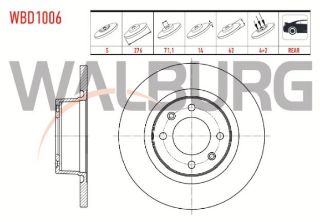 FREN DİSKI ARKA DÜZ 4 BJN 276X14X71,1X62 CITROEN C5 I (DC) 2.0 - 2.0 HDI 2001-2004 / C5 II (RC) 1.6 HDI - 2.0 HDI - 1.6 THP 2004-2008/ resmi