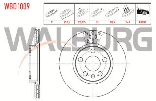 FREN DİSKI ÖN HAVALI 5 BJN 257,5X20X59,02X40,5 FIAT SCUDO 1.9 D - 1.9 TD - 2.0 JTD  1996-2006/ CITROEN JUMPY I 2.0 HDI 1994-2007/ PEUGEOT EXPERT 2.0 HDI 1996-2006 resmi