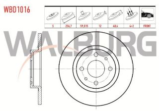 FREN DİSKI ÖN DÜZ 4 BJN 256,7X12X59,02X40,4 FIAT TEMPRA SW 1.6İ - 2.0İ 1992-1999/ MAREA 1.6İ 16V- 1.4İ 1996-2007/ BRAVO 1.6 16V - 1.6 MJT 1995-2004 / BRAVA 1.6 16V - 1.9 TD 1995-2002 resmi