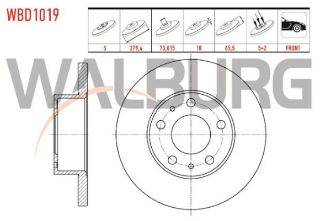 FREN DİSKI ÖN DÜZ 5 BJN 279,4X18X73,02X65,5 FIAT DUCATO 2.5 D- 2.5 TDI- 2.8 TDI  1994-2002/ PEUGEOT BOXER II 2.5 D 2002-2006/ CITROEN JUMPER I 2.5 D 1994-2002 resmi