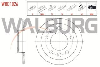 FREN DİSKI ARKA DÜZ 5 BJN 289,8X14X71X49 FIAT SCUDO 1.6 MJT - 2.0 MJT 2007-/ CITROEN JUMPY II 1.6 HDI - 2.0 HDI 2006-/ PEUGEOT EXPERT 1.6 HDI - 2.0 HDI 2007- resmi