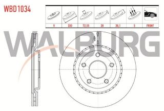 FREN DİSKI ÖN HAVALI 5 BJN 330X28X72,5X38 FIAT FREEMONT (JF) 2.0 MJT 4X4 2011- resmi