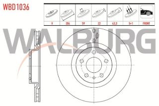 FREN DİSKI ÖN HAVALI 5 BJN 284X22X59X43,3 FIAT EGEA 1.3 MJT - 1.6 MJT - 1.4 16V - 1.6 16V 2015- / 500L 1.6 MJT - 0.9  - 1.4 2012- resmi