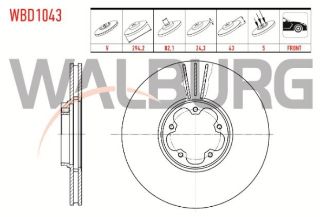 FREN DİSKI ÖN HAVALI 5 BJN 294X24,3X82,1X43 FORD TRANSİT 2.4 TDCI  ARKADAN ITIS 2000-2006/ TRANSİT 2.0 DI 2000-2006/ TRANSİT (V184) 2.3 16V 2000-2006/ TRANSİT (V184) 2.4 TDE 2000-2006 resmi