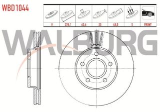 FREN DİSKI ÖN HAVALI 5 BJN 278,1X25X63,6X48,5  FORD FOCUS II 1.6 TCI 2004-2011/ FOCUS III 1.6 TDCI 2011-2015/ KUGA I 2.0 TDCI 2008-2013/ FOCUS C-MAX 1.6 TDCI 5 2003-2007/ C-MAX II 1.6 TDCI 2010- resmi