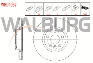 FREN DİSKI ÖN HAVALI 5 BJN 300X28X63,5X52 MONDEO IV 1.6 TI-VCT - 2.0 TDCI - 1.6 TDCI -2007-2014/ S-MAX 2.0 TDCI 2006-/ VOLVO S60 II T3 - T4 - D5 -T5  2010-/ S80 II 2.0 TDI  2006-/ XC70 II D3  2007- resmi