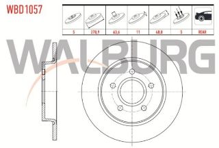 FREN DİSKI ARKA DÜZ 5 BJN 270,9X11X63,6X40,8 FORD FOCUS III 1.6 TDCI 2011-2015 / FOCUS III 1.6İ 2011-2015 / FOCUS III 1.0 GTDI 2011-2015 / FOCUS III  1.6 TI-VCT 2011-2015 resmi