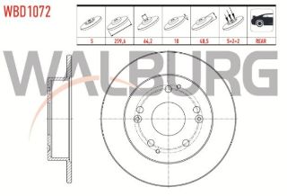 FREN DİSKI ARKA DÜZ 5 BJN 259,6X10X64,2X48,5 HONDA CİVİC VII 2.0 I-VTEC 2000-2006 / CİVİC VII 2.0 TYPE-R 2000-2006 resmi
