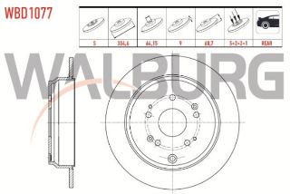FREN DİSKI ARKA DÜZ 5 BJN 304,6X9X64,15X60,7 HONDA CR-V IV 1.6İ DTEC - 2.0 - 2.2İ 2012-2014/ CR-V III 2.2İ CTDI - 2.0 I-VTEC 2006-2012/ CR-V II 2.0İ 2002-2006 resmi