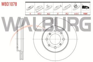 FREN DİSKI ÖN HAVALI  4 BJN 257,7X21X64,2X39,2 HONDA JAZZ II (GD) 1.4İ 2002-2004 resmi