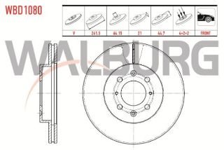 FREN DİSKI ÖN HAVALI 4 BJN 261,5X21X64,15X44,7 HONDA CİVİC VII 1.6İ 2000-2006 / CİVİC VII 1.4İ 2000-2006 / JAZZ IV (GK) 1.3 2016- resmi