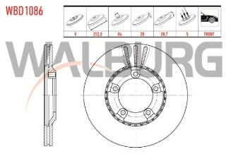 FREN DİSKI ÖN HAVALI 5 BJN 252,8X20X84X28,7 HYUNDAİ H100 2.5 D 1993-2004 resmi