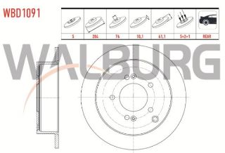 FREN DİSKI ARKA DÜZ 5 BJN 284X10,1X76X61,1 HYUNDAİ TUCSON 2.0 CRDI 2004-2010 / IX35 (LM) 2.0 CRDI 4X4 18 JANT 2010-/ KİA SPORTAGE 2.0 CRDI 2004-2010/ SPORTAGE (SL) 2.0 - 1.6 GDI 2010- resmi