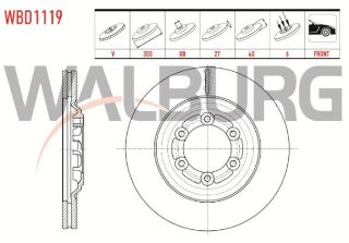 FREN DİSKI ÖN HAVALI 6 BJN 300X27X88X40 İSUZU D-MAX 2.5 D 2012- resmi