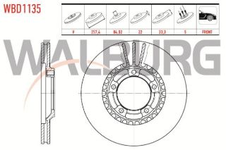 FREN DİSKI ÖN HAVALI 5 BJN 258,1X22X84,02X33,01 MİTSUBİSHİ L 300 (P0W,P1W) 2.5 D 1986-2006 / L 200 (K7T,K6T) 2.5 D 1996-2007 resmi