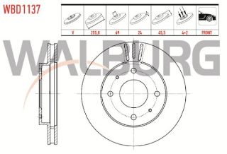 FREN DİSKI ÖN HAVALI 4 BJN 255,8X24X69X45,5 MİTSUBİSHİ CARİSMA (DA) 1.6 1995-2006 / CARİSMA (DA) 1.8 GDI 1995-2006 / CARİSMA (DA) 1.9 DID 1995-2006 resmi