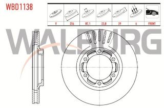 FREN DİSKI ÖN HAVALI 6 BJN 254X23,8X87,1X39 MİTSUBİSHİ L 200 (K7T,K6T) 2.5 D - 2.0 - 2.5 TD -1996-2007 / L 200 (K7T,K6T) 2.5 TD 4X4 1996-2007 resmi