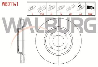 FREN DİSKI ÖN HAVALI 4 BJN 275,9X26X69X45,5 MİTSUBİSHİ LANCER VII (CSA) 1.3 2003-2007 / LANCER VII (CSA) 1.6 2003-2007 resmi