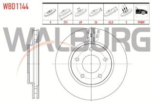 FREN DİSKI ÖN HAVALI 5 BJN 276X26X69X45,5 MİTSUBİSHİ LANCER (CY,ZA) 2.0 2007- / LANCER (CY,ZA) 1.8 2007- resmi