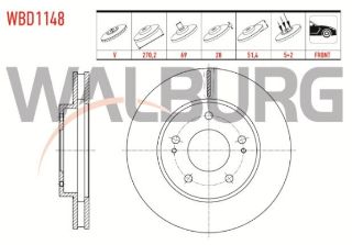 FREN DİSKI ÖN HAVALI 5 BJN 270,2X28X69X51,4 MİTSUBİSHİ L200 (KBT,KAT) 2.5 DID TEK KABIN 2005- resmi