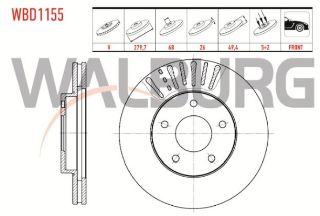 FREN DİSKI ÖN HAVALI 5 BJN 279,7X26X68X49,4 NİSSAN PRIMERA 1.6İ 2002-/ PRIMERA 2.0İ 16V  2002-/ X-TRAİL 2.0İ 2001-2007/ MAXİMA QX 2.0 1994-2000 / MAXİMA QX 3.0 1994-2000 resmi