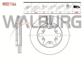 FREN DİSKI ÖN HAVALI 6 BJN 249,4X22X81X37 NİSSAN PİCK UP (D21) 2.5 D 1985-1998 / PİCK UP (D22) 2.5 D 1998- resmi