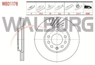 FREN DİSKI ÖN HAVALI 5 BJN 279,8X25X70X42 OPEL ASTRA H 1.4İ -1.6İ - 1.3 CDTI - 2004-2010/ ASTRA G 1.6 16V - 2.0İ 1998-2005/ ZAFİRA A 1.6 16V - 2.0 DTI 1999-2005/ MERİVA A 1.6 2003-2010 resmi