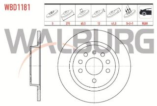 FREN DİSKI ARKA DÜZ 5 BJN 278X12X65,5X41,5 OPEL VECTRA C 1.6 16V 2.0 DTI 2002-2008 / VECTRA C 1.9 CDTI 2002 -2008/ VECTRA C 2.0 DTI 2002 -2008/ SIGNUM 1.8İ 2003- resmi