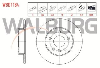 FREN DİSKI ARKA DÜZ 5 BJN 264X10X65,5X42 OPEL ASTRA G 1.8 16V - 2.0 16V 1998-2005/ ASTRA H 1.3 CDTI - 1.6İ 16V - 1.9 CDTI 2004-2010/ ZAFİRA A 1.6 16V - 1.8 16V -1999-2005/ MERİVA A 1.3 CDTI 2003-2010 resmi