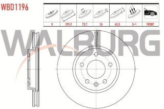 FREN DİSKI ÖN HAVALI 5 BJN 299,9X26X70,7X45,5 OPEL ASTRA J 1.3 CDTI - 1.4İ - 1.6İ 2009-2016/ CHEVROLET CRUZE 1.6 - 2.0 CDI 15 JANT 2009-2014/ AVEO (T300) 1.3 D 16 JANT 2011-2014 resmi