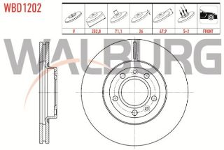 FREN DİSKI ÖN HAVALI 5 BJN 282,8X26X71,1X47,9 PEUGEOT 407 1.6 HDI 2004-2011/407 2.0 HDI 2004-2011/508 SW 1.6 HDI 2010-/508 SW 1.6 E-HDI 2010-/508 SW 2.0 HDI 2010-/508 1.6 HDI 2010-/508 2.0 HDI 2010- resmi