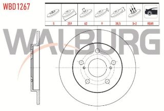 FREN DİSKI ARKA DÜZ 5 BJN 259X9X62X30,5 TOYOTA COROLLA 1.4 VVT-I - 1.6 VVT-I 2007-2012/COROLLA 1.6 2012-/COROLLA 1.33 2007-2012/AURIS 1.33 DUAL-VVT-I 2007-2012/AURIS 1.6 VVT-I 2007-2012 resmi
