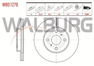 FREN DİSKI ÖN HAVALI 4 BJN 254,9X20X55,1X43 TOYOTA YARİS 1.0İ 1999-2005 / YARİS 1.3İ 1999-2005 / YARİS 1.4 D-4D 1999-2005 / YARİS 1.5 VVT-I 1999-2005 resmi