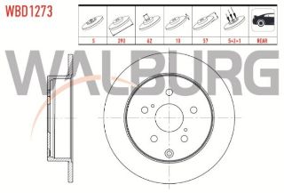 FREN DİSKI ARKA DÜZ 5 BJN 290X10X62X57 TOYOTA COROLLA VERSO 1.6 2004-2009 / COROLLA VERSO 1.8 2004-2009 / COROLLA VERSO 2.0 D-4D 2004-2009 resmi