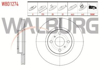FREN DİSKI ÖN HAVALI 4 BJN 275X22X55X46,3 TOYOTA YARİS 1.0 VVT-I 2006-2010 / YARİS 1.3 VVT-I 2006-2010 / YARİS 1.4 D-4D  2006-2010 / YARİS 1.33 VVT-I  2006-2010 resmi