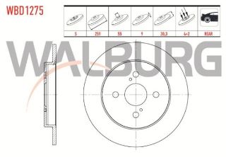 FREN DİSKI ARKA DÜZ 4 BJN 259X9X55X30,3 TOYOTA YARİS 1.0 VVT-I 2006-2010 / YARİS 1.3 VVT-I 2006-2010 / YARİS 1.4 D-4D  2006-2010 / YARİS 1.33 VVT-I  2006-2010 resmi