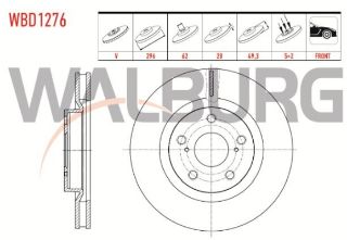 FREN DİSKI ÖN HAVALI 5 BJN 296X28X62X49,3 TOYOTA RAV4 III 2.0 VVT-I 2005-2012 / RAV4 III 2.2 D-4D 2005-2012 / RAV 4 III 2.2 D 2005-2012 resmi